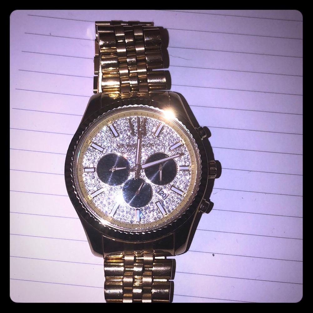 14K Diamond Faced Gold Micheal Kors Watch